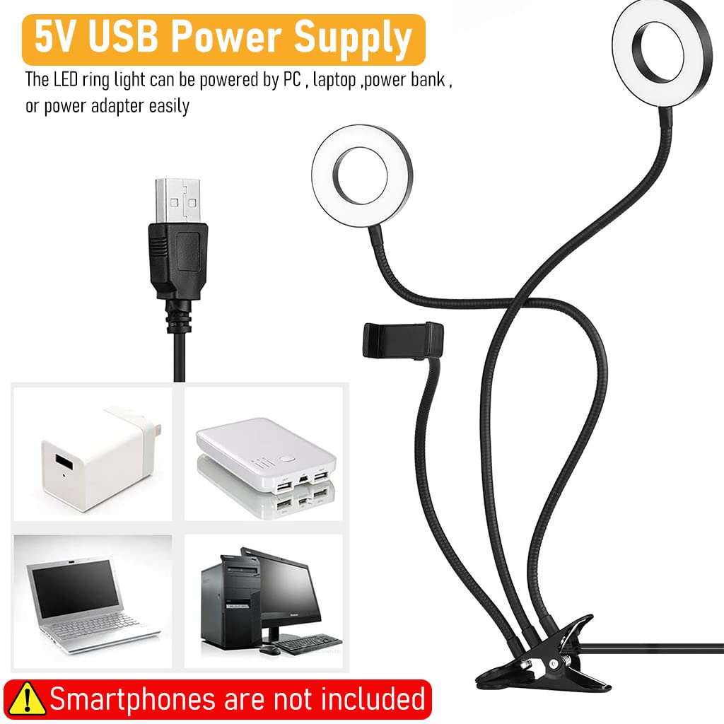 ZORBES Light for Video Shooting, 2 in 1 USB LED Selfie Light Dual Ring Light for Video Shooting, 360° Rotatable Ring Light Phone Holder Phone Stand Clip-on Video Light Ring Light with 3 Colors 10 Brightness ZORBES Light for Video Shooting, 2 in 1 USB LED Selfie Light Dual Ring Light for Video Shooting, 360° Rotatable Ring Light Phone Holder Phone Stand Clip-on Video Light Ring Light with 3 Colors 10 Brightness